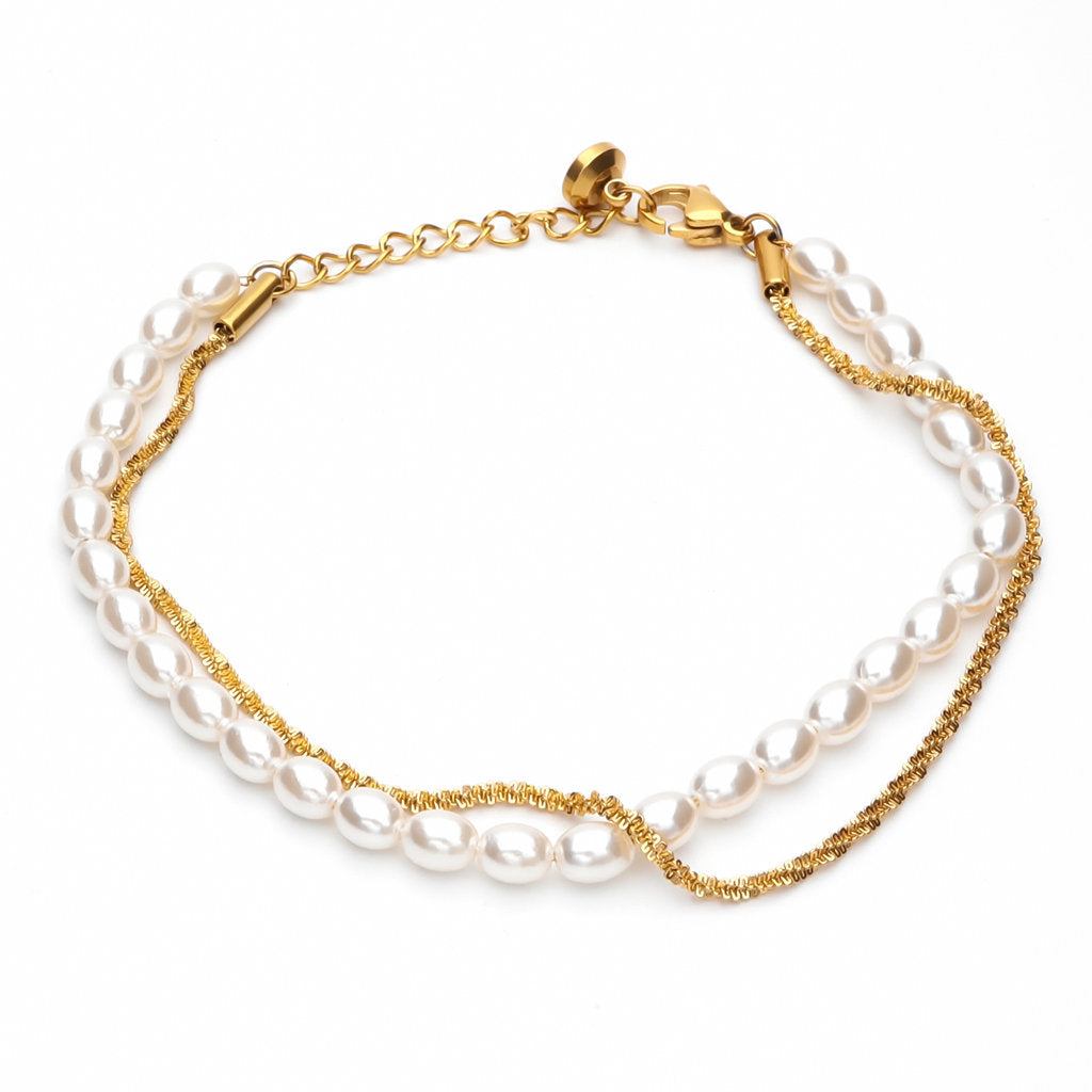 Double Layered Women's Bracelet - Gold-Bracelets, Jewellery, New, Stainless Steel, Stainless Steel Bracelet, Women's Bracelet, Women's Jewellery-WB0005-G1_1-Glitters