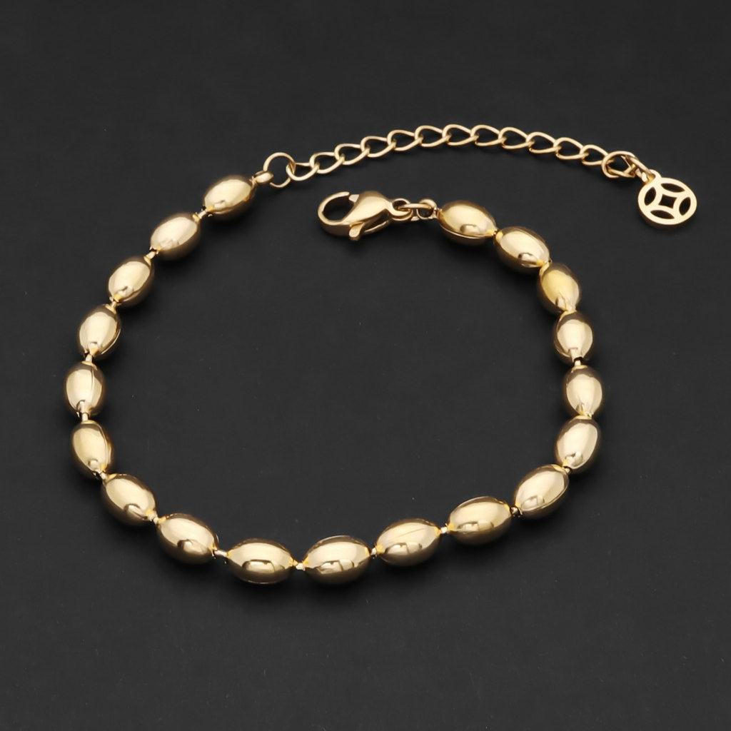 Stainless Steel Beads Women's Bracelet - Gold-Bracelets, Jewellery, New, Stainless Steel, Stainless Steel Bracelet, Women's Bracelet, Women's Jewellery-WB0007-G2_1-Glitters