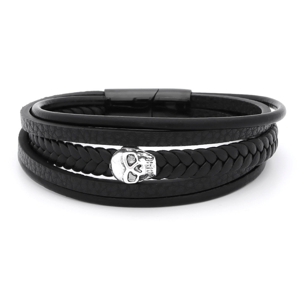 Skull Multilayer Leather Bracelet-Bracelets, Jewellery, leather bracelet, Men's Bracelet, Men's Jewellery, Stainless Steel-bcl0228-1_1-Glitters