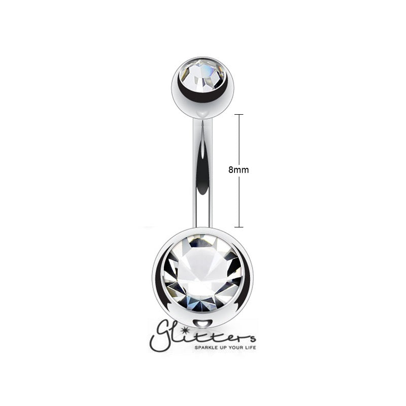14GA 316L Surgical Steel Double Gem Belly Button Navel Ring - 8mm | 10mm-Belly Ring, Best Sellers, Body Piercing Jewellery-bj0003-8mm_d1e08c47-a147-4cc4-a6f4-6caba2353d76-Glitters