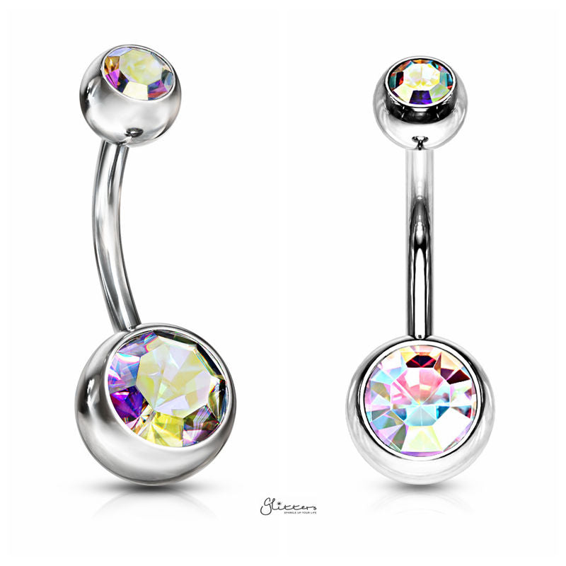 Double gem sale belly button rings