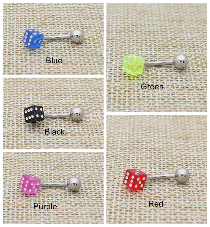 14 Gauge Acrylic Dice Belly Button Rings-Belly Ring, Body Piercing Jewellery, Sale-bj0062-Dice-all-Glitters