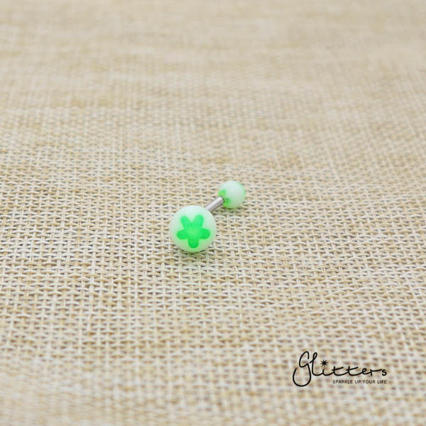 14 Gauge Acrylic Flower Balls Belly Button Ring - Green-Belly Ring, Body Piercing Jewellery, Sale-bj0062-Flower01-Glitters