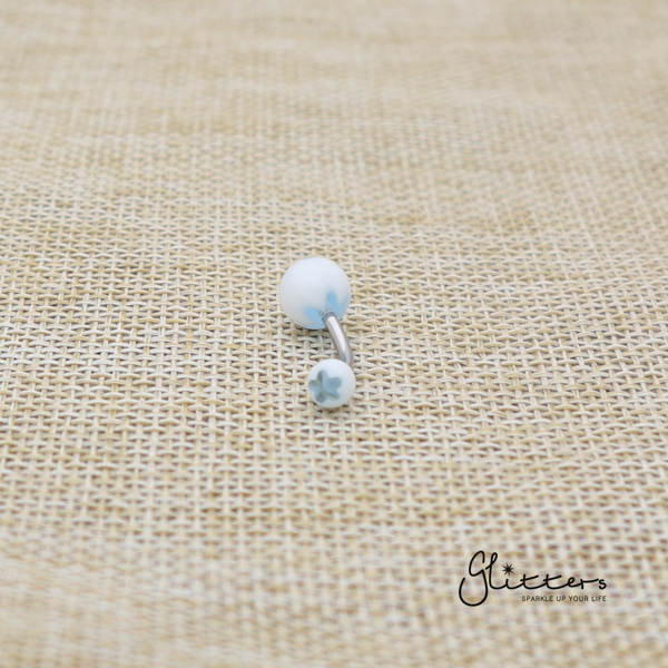 14 Gauge Acrylic Flower Balls Belly Button Ring - Light Blue-Belly Ring, Body Piercing Jewellery, Sale-bj0062-Flower09-Glitters