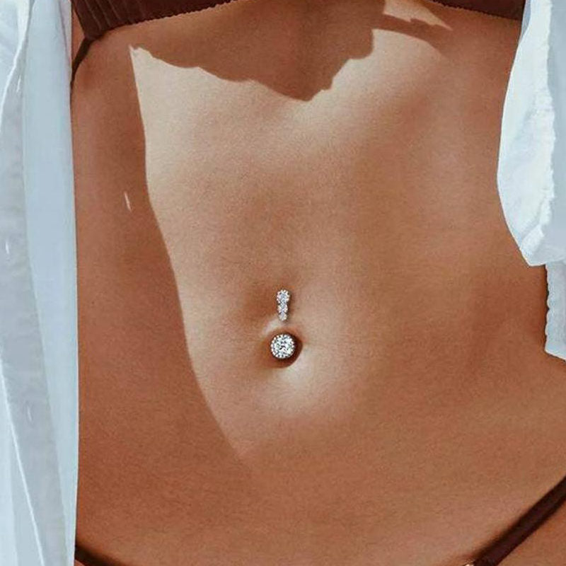 Triple Round CZ Top Belly Button Navel Ring - Gold-Belly Ring, Body Piercing Jewellery, Cubic Zirconia-bj0343-m_74141a6b-4eb6-43a0-a493-411789711920-Glitters