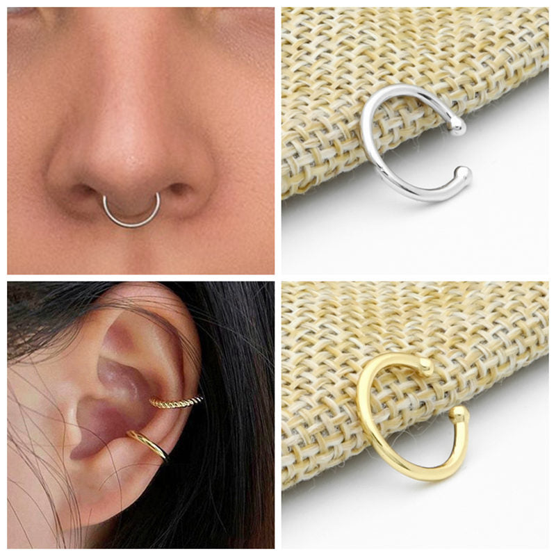 Non Pierced Sterling Silver Conch Ear Cuff - Gold-Body Piercing Jewellery, Conch Earrings, Ear Cuffs, earrings, Jewellery, Non-Pierced, Septum Ring, Women's Earrings, Women's Jewellery-ec0109-m_4be0274d-dd2c-4673-a7e7-50e54fbdd69a-Glitters