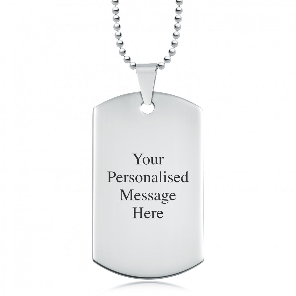 Personalized Stainless Steel Necklace Dog Tag Pendant + Engraving Custom Message-Best Sellers, Engraved Dog Tag, Engraved Tag, Engraving, Personalized-engraved-dog-tag-stainless-steel-personalised-Glitters