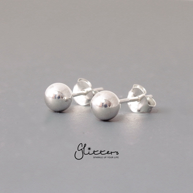 925 Sterling Silver Plain Ball Stud Earrings-3mm | 4mm | 5mm-earrings, Jewellery, Men's Earrings, Men's Jewellery, Stud Earrings, Women's Earrings, Women's Jewellery-er03242-Glitters