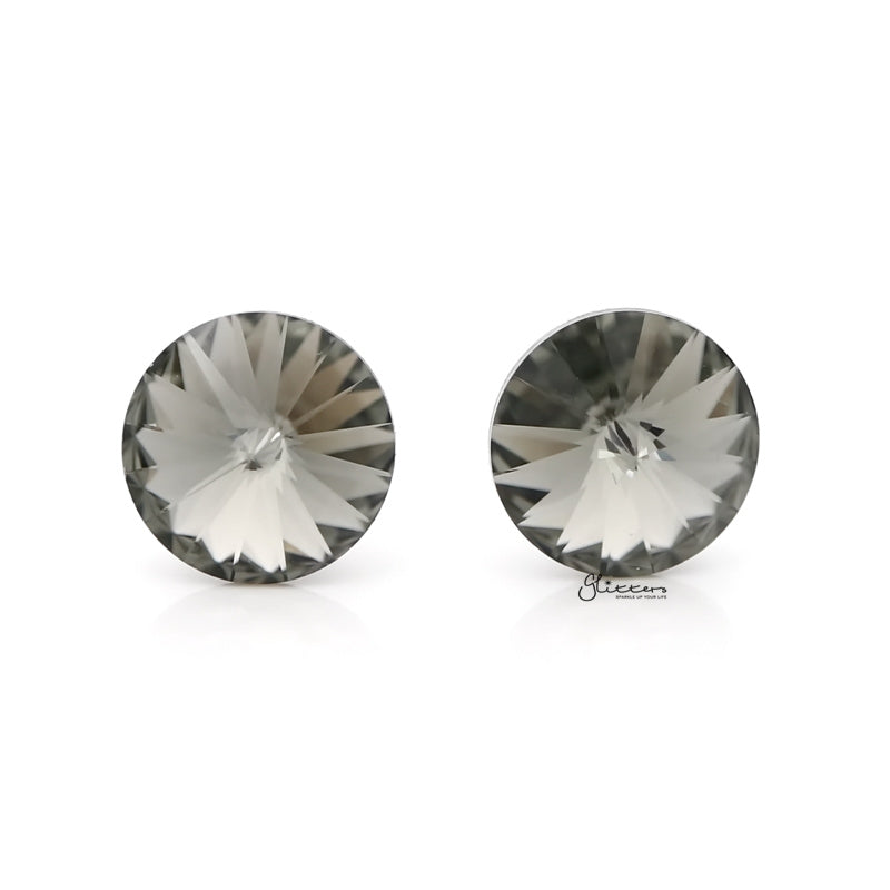 Round Crystal Stud Earrings - Black-Crystal, earrings, Jewellery, Stud Earrings, Women's Earrings, Women's Jewellery-er0591-K_800-Glitters