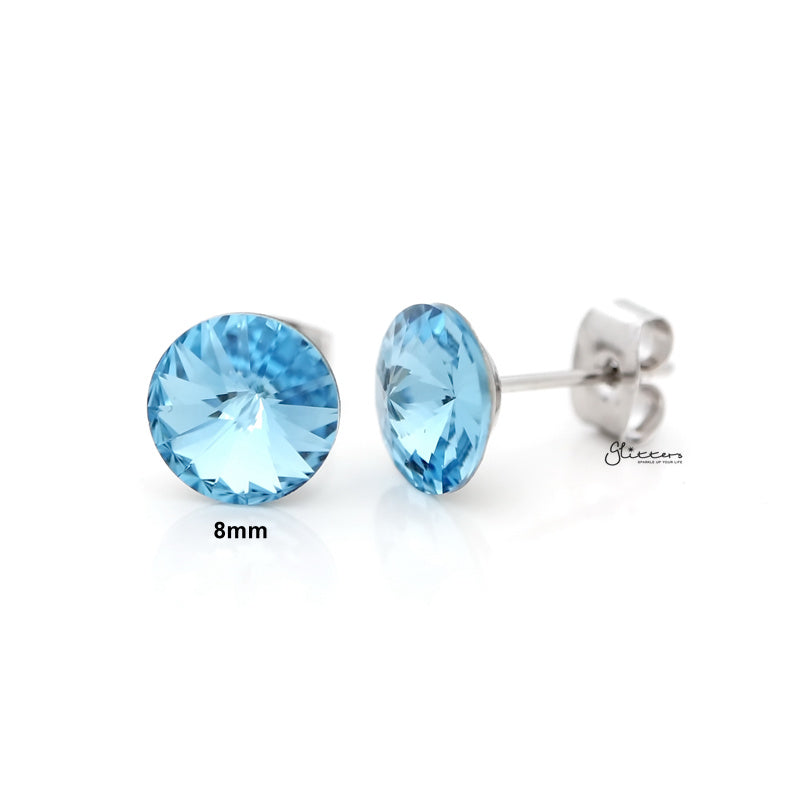 Round Crystal Stud Earrings - Aqua-Crystal, earrings, Jewellery, Stud Earrings, Women's Earrings, Women's Jewellery-er0591-q1_800-Glitters