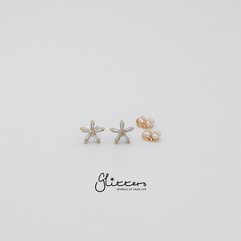 Cubic Zirconia Flower Stud Earrings with Sterling Silver Post-Cubic Zirconia, earrings, Jewellery, Sterling Silver Post, Stud Earrings, Women's Earrings, Women's Jewellery-er1423_1-Glitters