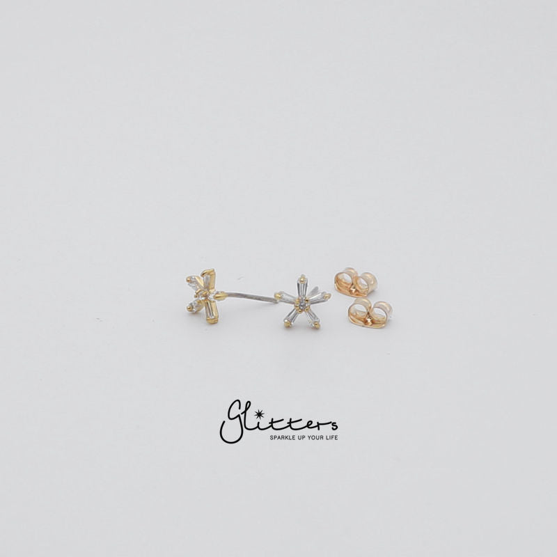 Cubic Zirconia Flower Stud Earrings with Sterling Silver Post-Cubic Zirconia, earrings, Jewellery, Sterling Silver Post, Stud Earrings, Women's Earrings, Women's Jewellery-er1423_2-Glitters