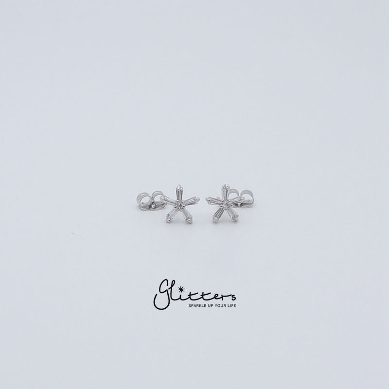 Cubic Zirconia Flower Stud Earrings with Sterling Silver Post-Cubic Zirconia, earrings, Jewellery, Sterling Silver Post, Stud Earrings, Women's Earrings, Women's Jewellery-er1423_3-Glitters