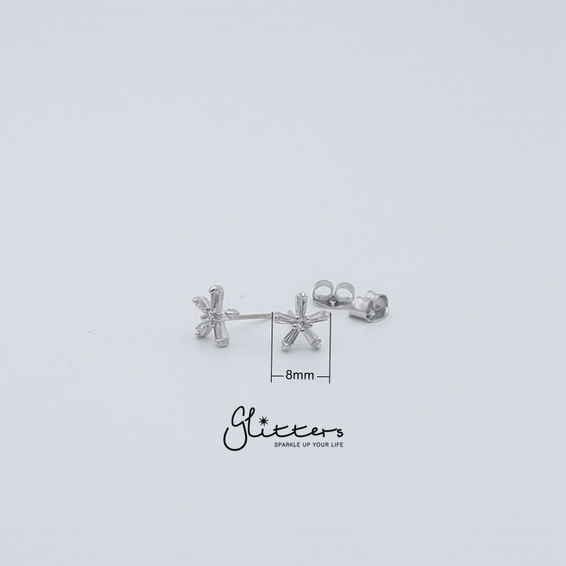 Cubic Zirconia Flower Stud Earrings with Sterling Silver Post-Cubic Zirconia, earrings, Jewellery, Sterling Silver Post, Stud Earrings, Women's Earrings, Women's Jewellery-er1423_4__New-Glitters