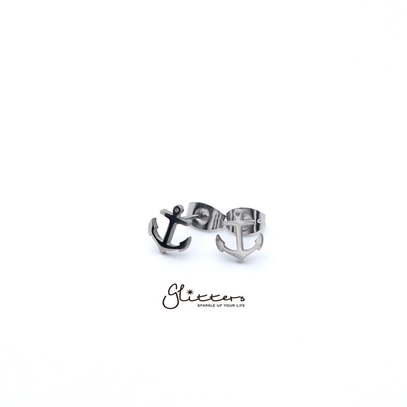 Stainless Steel Anchor Stud Earrings-Silver | Gold | Black-earrings, Jewellery, Men's Earrings, Men's Jewellery, Stainless Steel, Stud Earrings, Women's Earrings, Women's Jewellery-er1434-1-Glitters