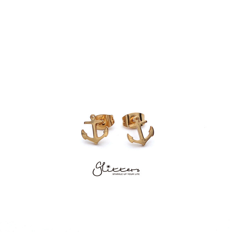 Stainless Steel Anchor Stud Earrings-Silver | Gold | Black-earrings, Jewellery, Men's Earrings, Men's Jewellery, Stainless Steel, Stud Earrings, Women's Earrings, Women's Jewellery-er1434-3-Glitters