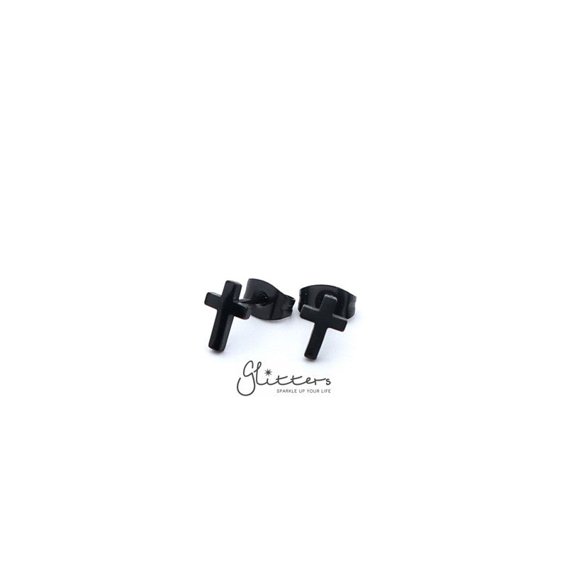 Stainless Steel Cross Stud Earrings-Silver | Gold | Black-earrings, Jewellery, Men's Earrings, Men's Jewellery, Stainless Steel, Stud Earrings, Women's Earrings-er1443-3-Glitters