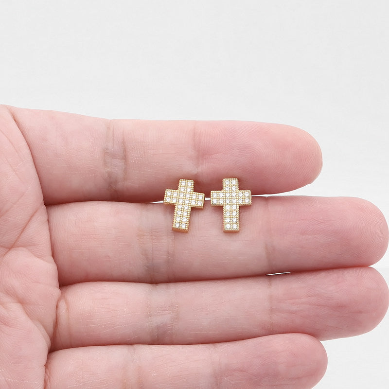 Iced Out Cross Stud Earrings-Cubic Zirconia, earrings, Hip Hop Earrings, Iced Out, Jewellery, Men's Earrings, Men's Jewellery, Stud Earrings, Women's Earrings, Women's Jewellery-er1548-4_800-Glitters