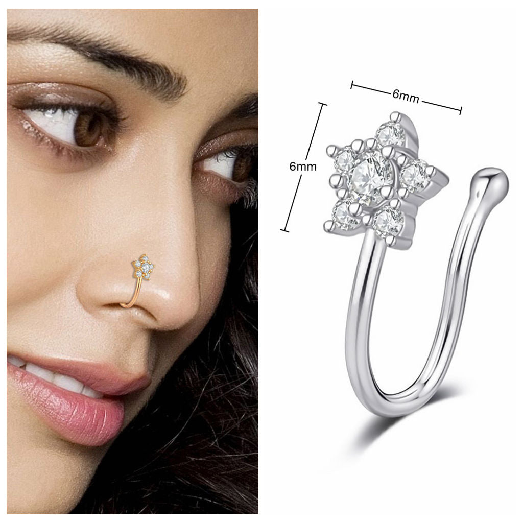 Amazon.com: Jstyle 16Pcs Hoop Nose Rings for Women Double Nose Hoop for  Single Piercing Stainless Steel Spiral Nose Ring Hoops Star Butterfly Nose  Ring : Clothing, Shoes & Jewelry