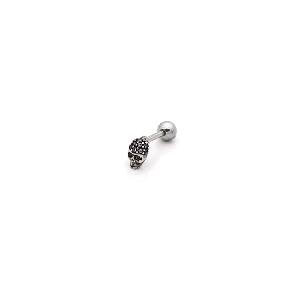 316L Surgical Steel Skull Tragus Barbell-Body Piercing Jewellery, Cartilage, Flat back, Jewellery, Tragus, Women's Earrings, Women's Jewellery-fp0020_skull_4-Glitters
