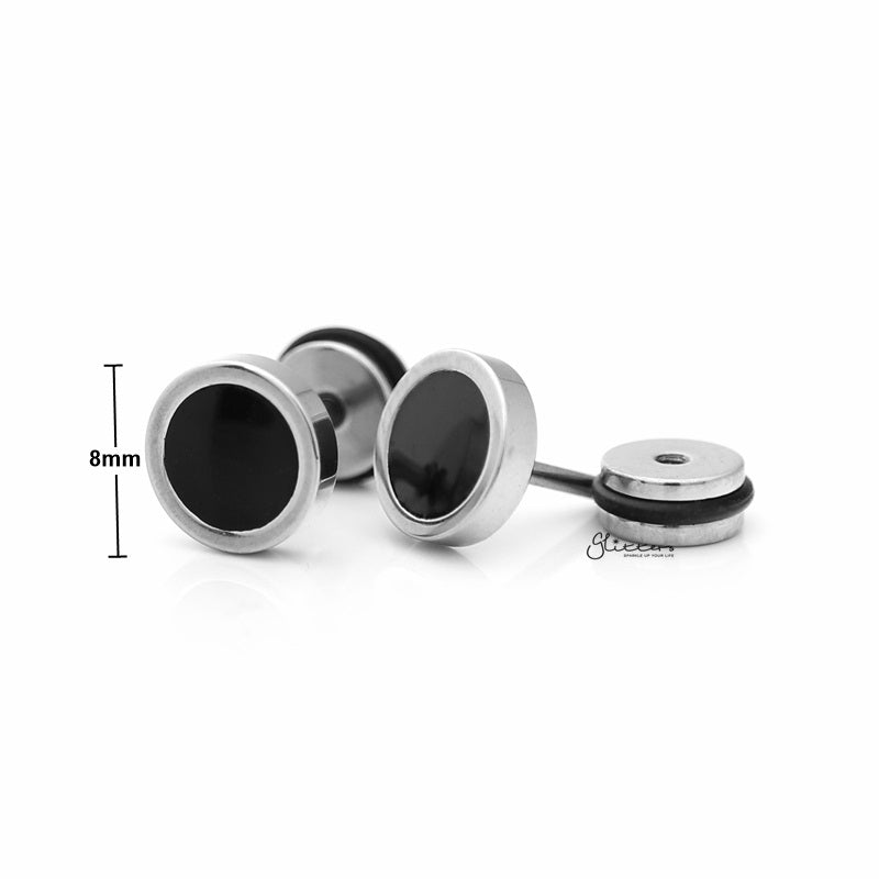 Stainless Steel Round Fake Plug with Black Center-6mm | 8mm | 10mm-Body Piercing Jewellery, earrings, Fake Plug, Jewellery, Men's Earrings, Men's Jewellery, Stainless Steel-fp0154-8_1_New-Glitters