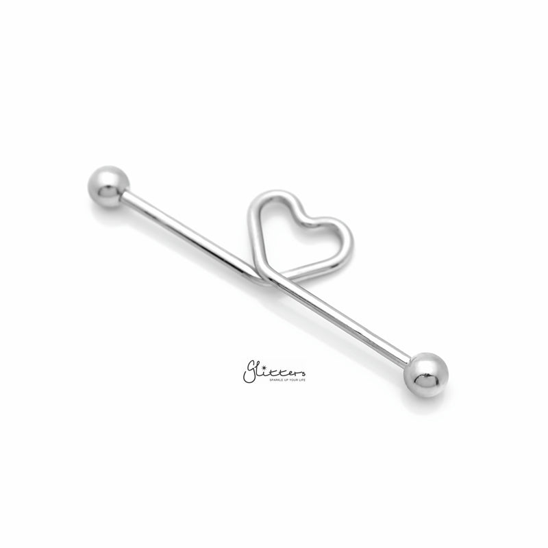 Heart shape Industrial Barbell - Silver-Body Piercing Jewellery, Industrial Barbell-ib0013-S-1_800-Glitters