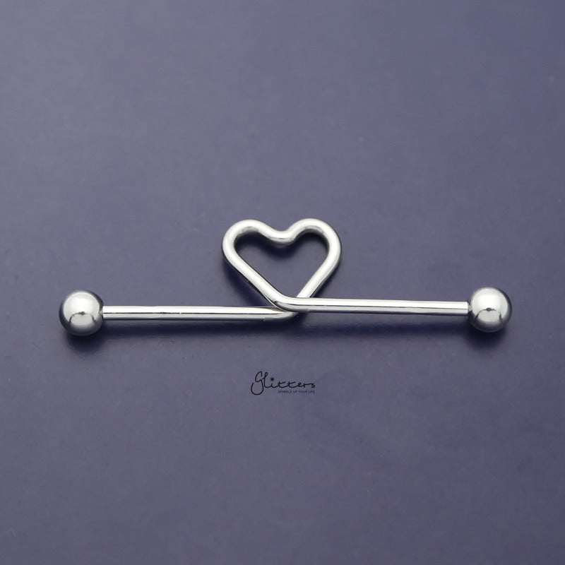 Heart shape Industrial Barbell - Silver-Body Piercing Jewellery, Industrial Barbell-ib0013-S-2_800-Glitters