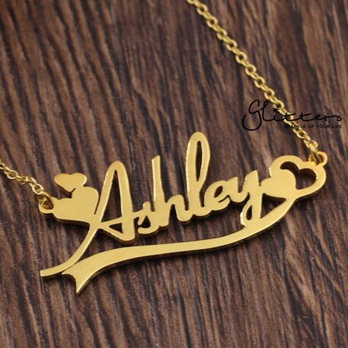 Personalized 24K Gold Plated over Sterling Silver Name Necklace with Decoration-name necklace, name necklace with decoration, Personalized-name_necklace_with_decoration_-1-Glitters