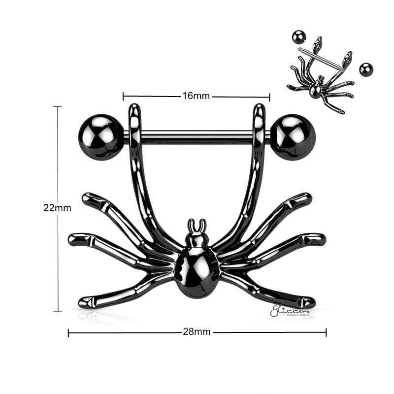Spider Nipple Shield Ring - Black-Body Piercing Jewellery, Nipple Barbell-nb0030-k2_800_New-Glitters
