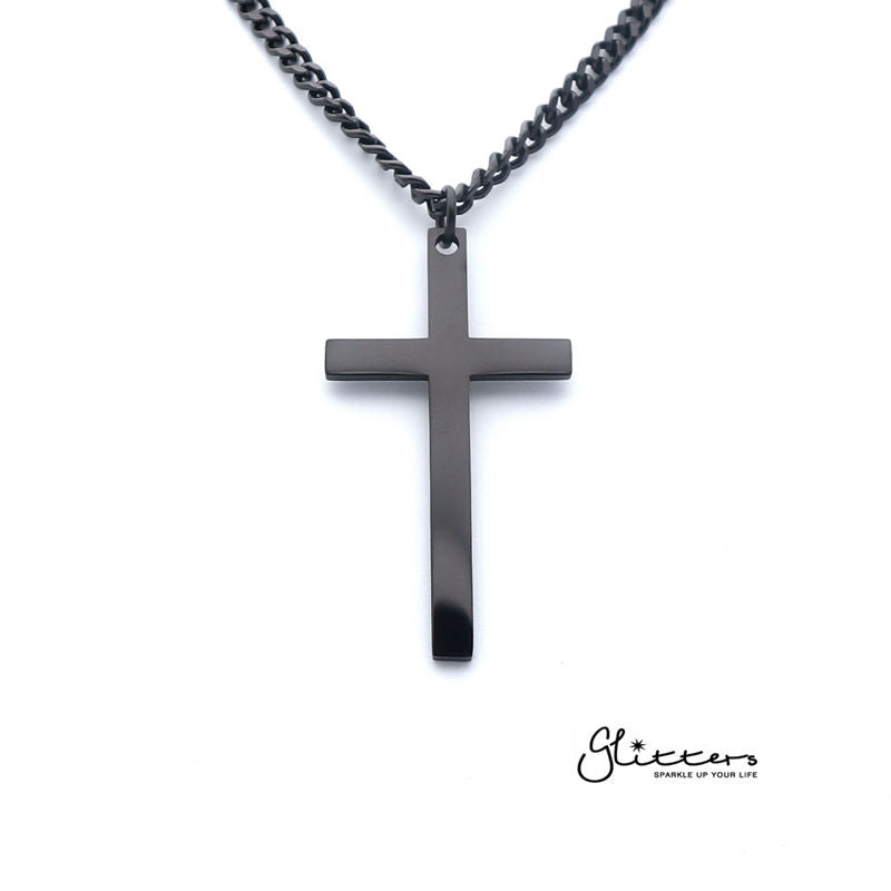 Stainless Steel Plain Cross Necklaces - Silver | Gold | Black-Best Sellers, Chain Necklaces, Jewellery, Men's Chain, Men's Jewellery, Men's Necklace, Necklaces, Stainless Steel-nk0093-K-Glitters