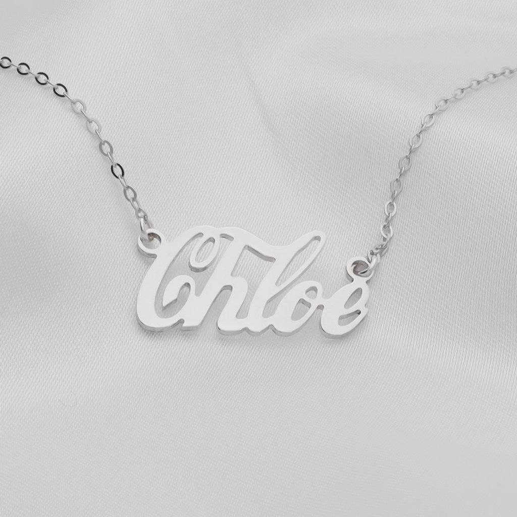 Personalized Sterling Silver Name Necklace - Font 6-name necklace, Personalized, Silver name necklace-nnk01-f6-Glitters