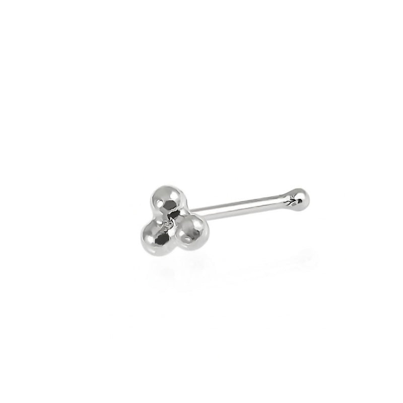 Sterling Silver Trinity Beaded Nose Pin Stud-Body Piercing Jewellery, Nose Piercing Jewellery, Nose Studs, Sale-ns0018-Glitters