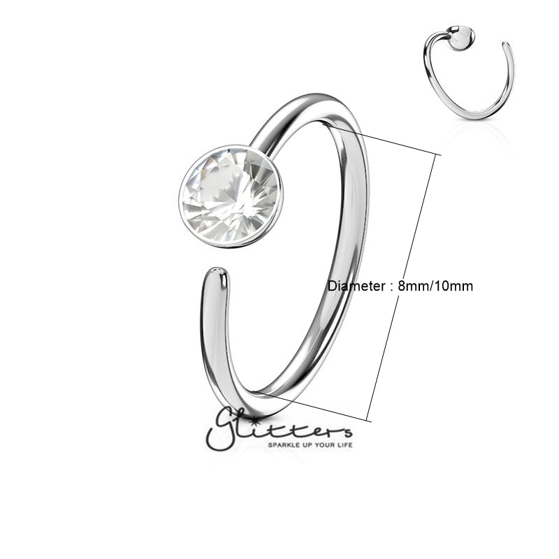 20 Gauge Surgical Steel Single Clear Gem End Bendable Nose Ring-Body Piercing Jewellery, Crystal, Cubic Zirconia, Nose Piercing, Nose Piercing Jewellery, Nose Ring-ns00401_New-Glitters