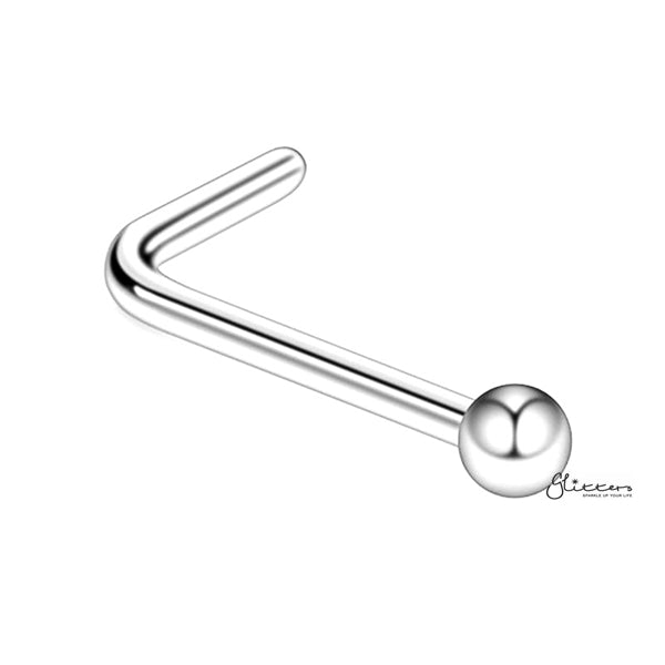 20 Gauge 316L Surgical Steel Ball Top L Bend Nose Studs-Body Piercing Jewellery, L Bend, Nose Piercing Jewellery, Nose Studs-ns0092-S-Glitters