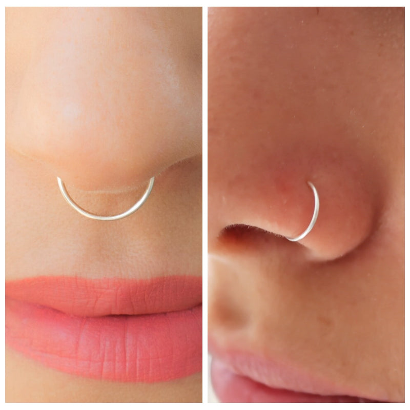 20 Gauge Hinged Segment Nose Hoop Rings-Silver | Gold-Best Sellers, Body Piercing Jewellery, Cubic Zirconia, Hoop Earrings, Nose Piercing Jewellery, Nose Ring, Nose Studs, Septum Ring, Tragus-ns0121-1_2-Glitters