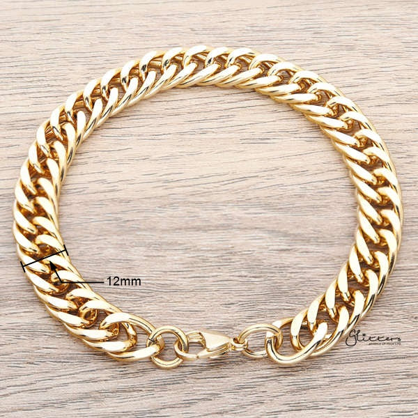 18K Gold I.P Stainless Steel Curb Link Chain Bracelet - 12mm Width-Bracelets, Jewellery, Men's Bracelet, Men's Jewellery, Stainless Steel, Stainless Steel Bracelet-sb0044-02_600_New-Glitters