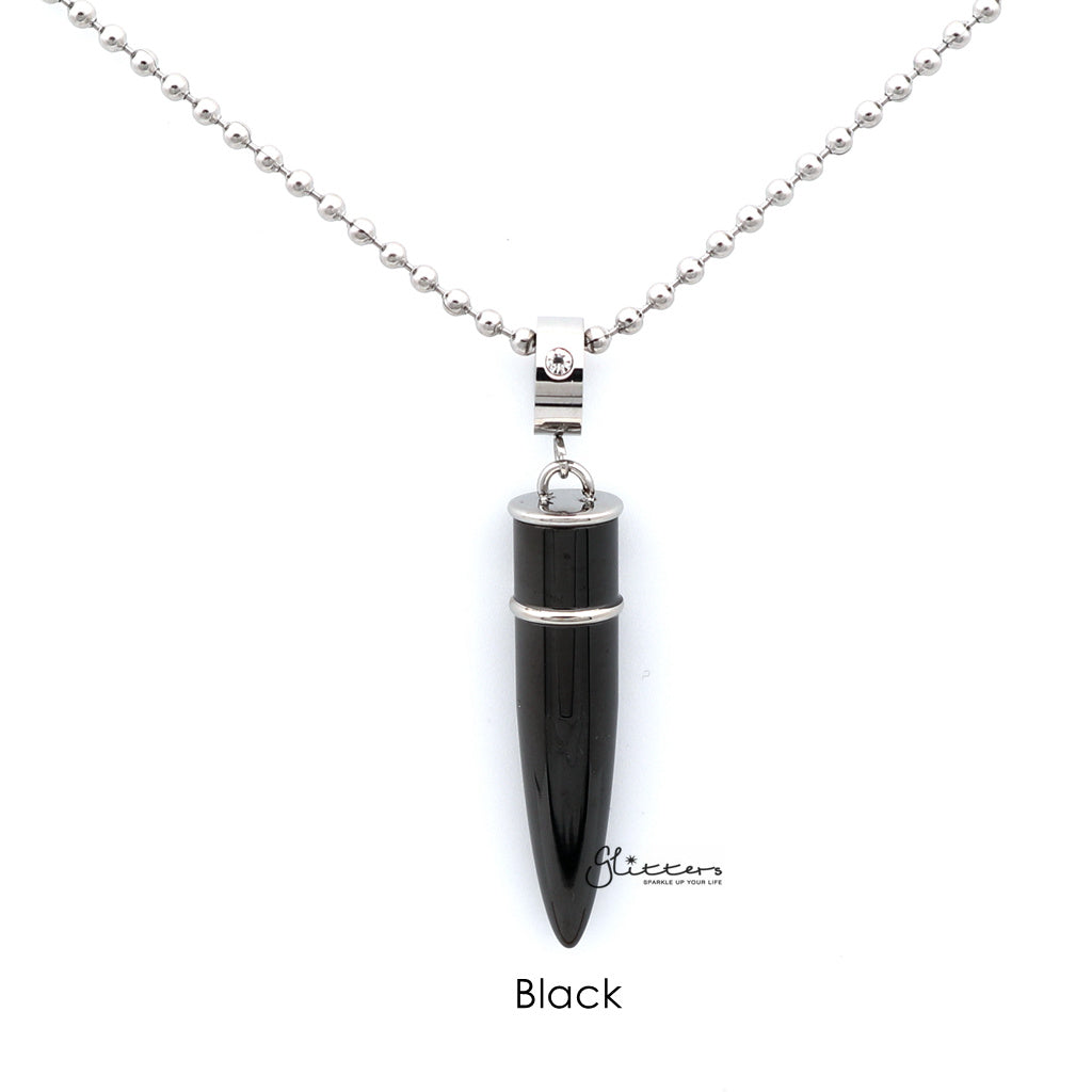 Stainless Steel Openable Bullet Pendant with CZ on Ring - Keepsake | Memorial-Cubic Zirconia, Jewellery, Men's Jewellery, Men's Necklace, Necklaces, Pendants, Stainless Steel, Stainless Steel Pendant-sp0248_05-Glitters