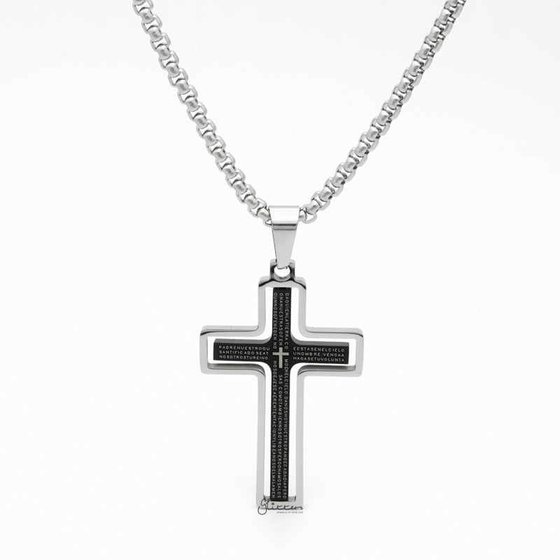 Stainless Steel Rotatable Cross Pendant - Black-Jewellery, Men's Jewellery, Men's Necklace, Necklaces, Pendants, Stainless Steel, Stainless Steel Pendant, Women's Jewellery, Women's Necklace-sp0290-k_800-Glitters