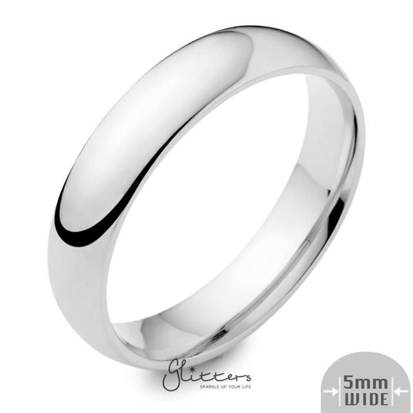 Stainless Steel 5mm Wide Glossy Mirror Polished Plain Band Ring-Jewellery, Men's Jewellery, Men's Rings, Plain Band, Rings, Stainless Steel, Stainless Steel Rings, Women's Jewellery, Women's Rings-sr0003-1-Glitters
