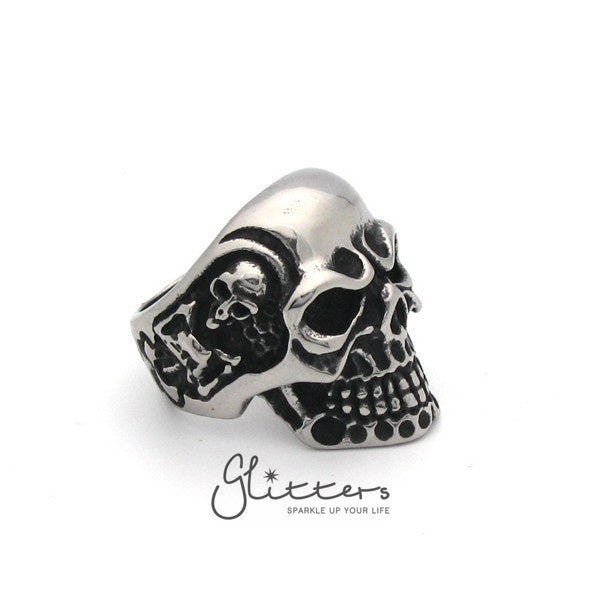 Stainless Steel Gothic Skull Cast Mens Ring-Jewellery, Men's Jewellery, Men's Rings, Rings, Stainless Steel, Stainless Steel Rings-sr0133-2-2-Glitters