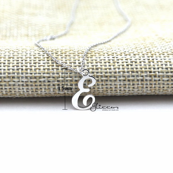 Personalized Sterling Silver Alphabet Necklace - Font 5-Alphabet Necklace, Personalized-ssp0011-f5_E_New-Glitters