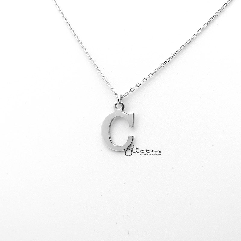 Personalized Sterling Silver Alphabet Necklace - Font C-Alphabet Necklace, Personalized-ssp0011_800-C-Glitters