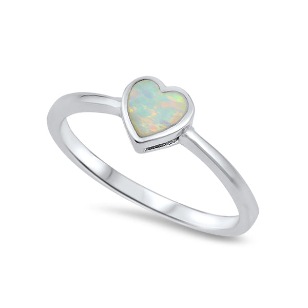 Sterling Silver Heart White Opal Ring-Jewellery, Rings, Sterling Silver Rings, Women's Jewellery, Women's Rings-ssr0032-1-Glitters