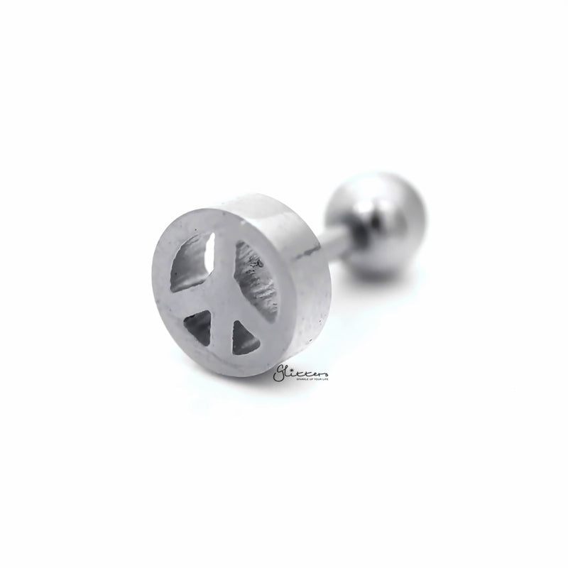 Peace Sign Screw Back Tragus Cartilage Earring Stud-Body Piercing Jewellery, Cartilage, Conch Earrings, earrings, Helix Earrings, Jewellery, Lobe piercing, Tragus-tg0107_2-Glitters