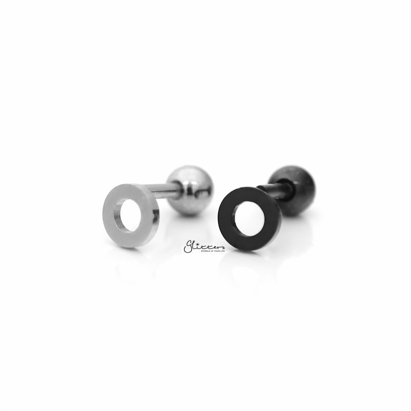 Hollow Circle Barbell for Tragus, Cartilage, Conch, Helix Piercing and More-Body Piercing Jewellery, Cartilage, Conch Earrings, Cubic Zirconia, Helix Earrings, Jewellery, Lobe piercing, Tragus-tg0123_3-Glitters