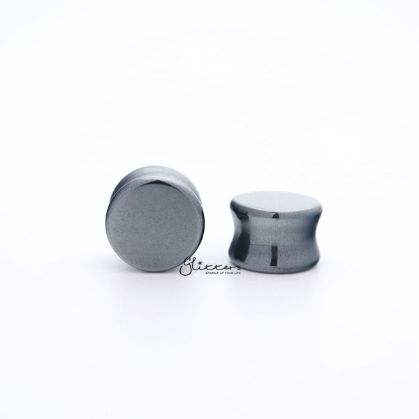 Natural Organic Hematite Stone Double Flared Saddle Tunnel-Body Piercing Jewellery, Plug, Tunnel-tl0054-Glitters