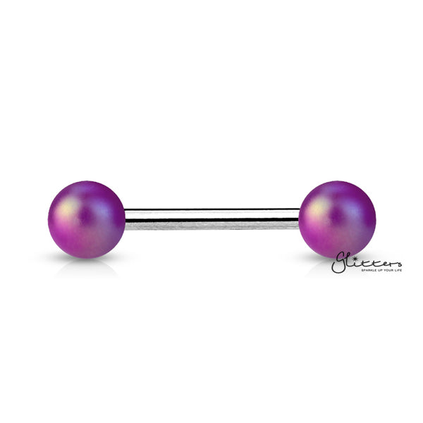 Matte Finish Pearlish Ball with 316L Surgical Steel Tongue Barbells-Body Piercing Jewellery, Tongue Bar-tr0001-pearlish-a-Glitters