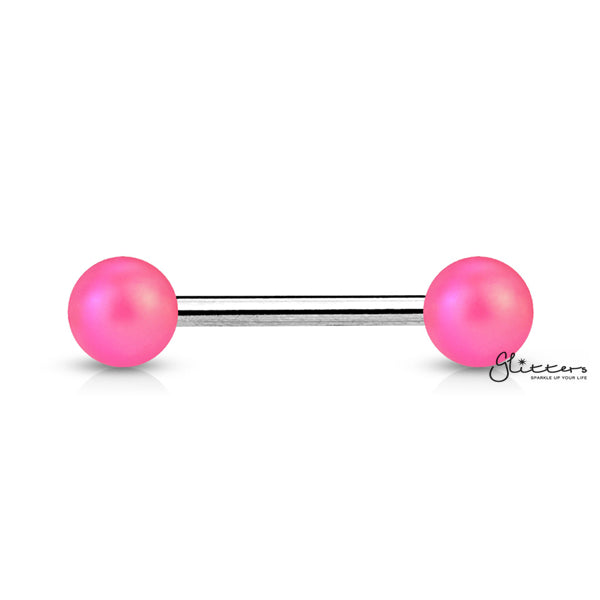 Matte Finish Pearlish Ball with 316L Surgical Steel Tongue Barbells-Body Piercing Jewellery, Tongue Bar-tr0001-pearlish-p-Glitters