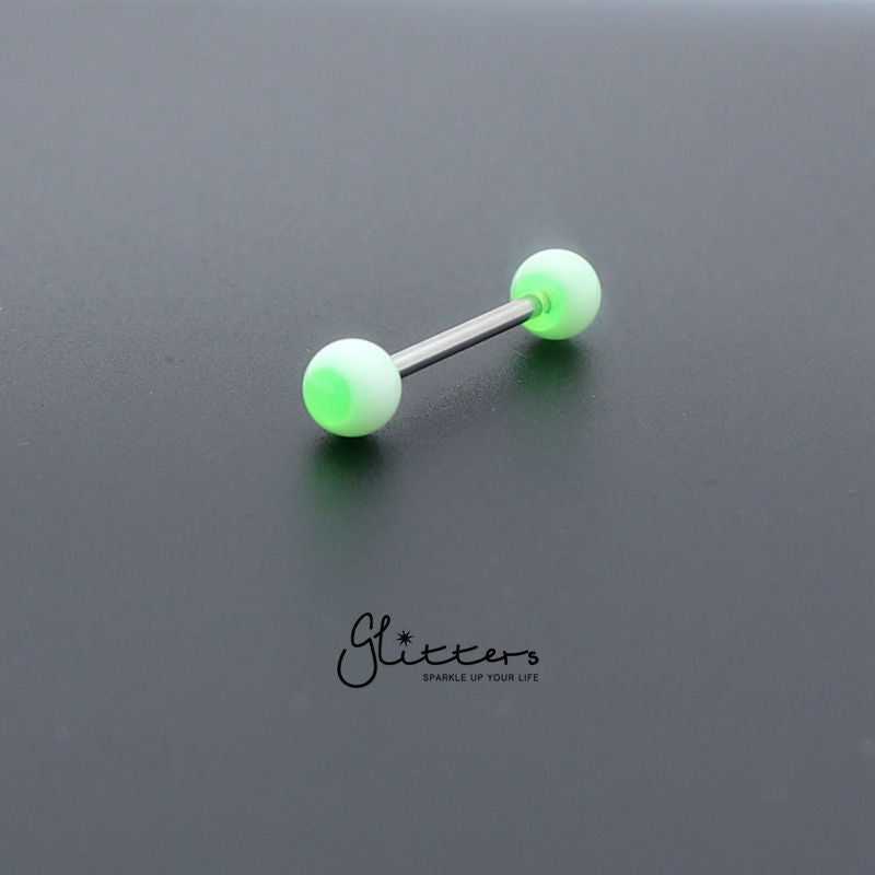 Green Circle Acrylic Ball with Surgical Steel Tongue Bar-Body Piercing Jewellery, Tongue Bar-tr0001_circle_1-Glitters