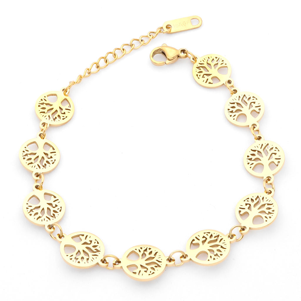 Stainless Steel Tree of Life Women's Bracelet - Gold-Bracelets, Jewellery, New, Stainless Steel, Stainless Steel Bracelet, Women's Bracelet, Women's Jewellery-wb0002-g1_1-Glitters